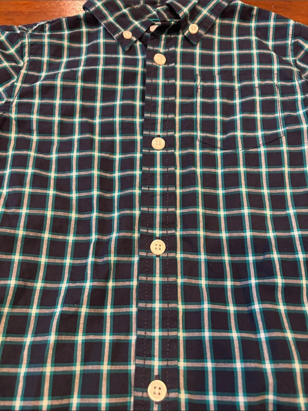 Gymboree Navy and Green Plaid Button-Down Shirt. 3T